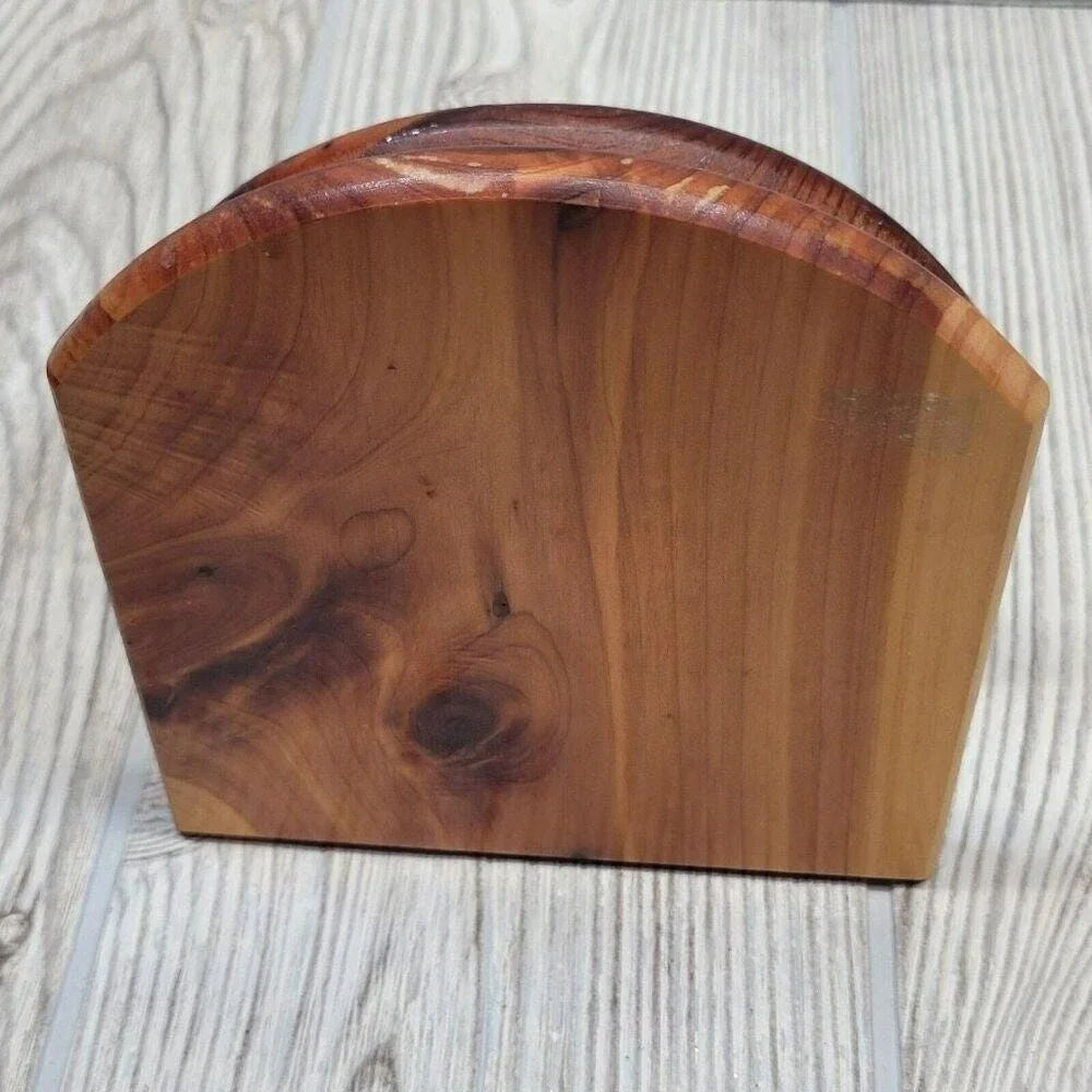 Buffalo Bills Museum Napkin Holder Cedar Wood Brown Vintage‎ Souvenir Colorado